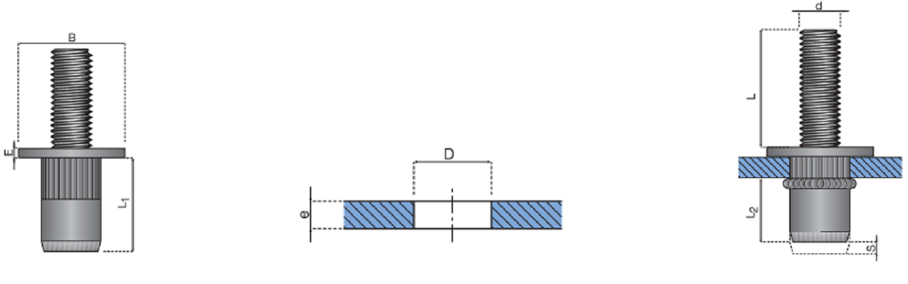 全不銹鋼平頭柱紋拉鉚螺柱 全不銹鋼平頭柱紋拉鉚螺柱